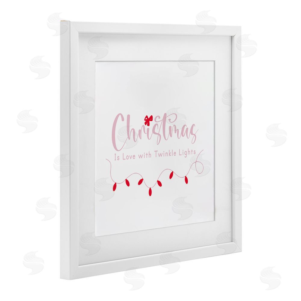 Lauren Rader Christmas Is Love with Lights White Framed Print Under Glass with Mat Wall Art