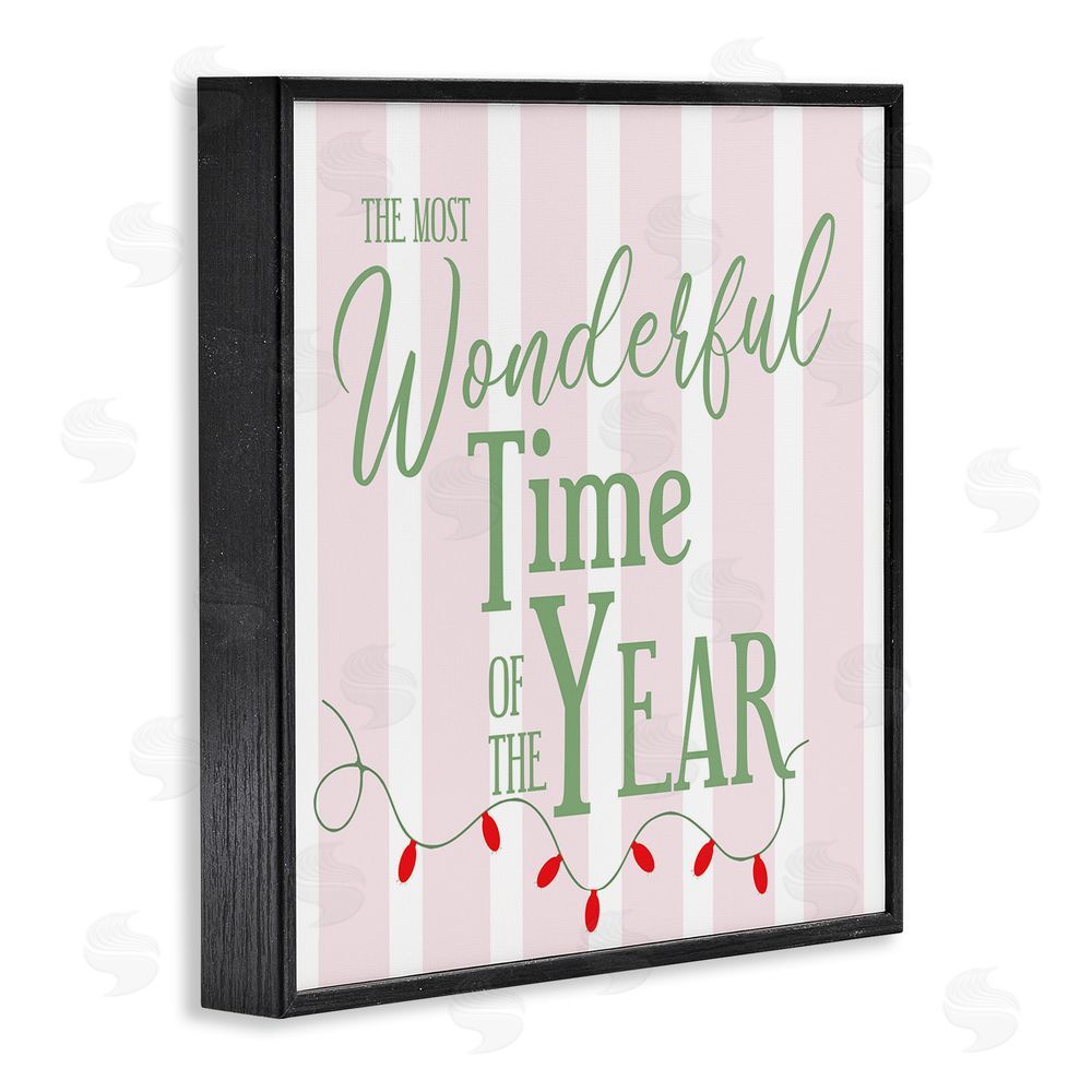 Lauren Rader Wonderful Time on Festive Stripes Black Framed Giclee Wall Art Print