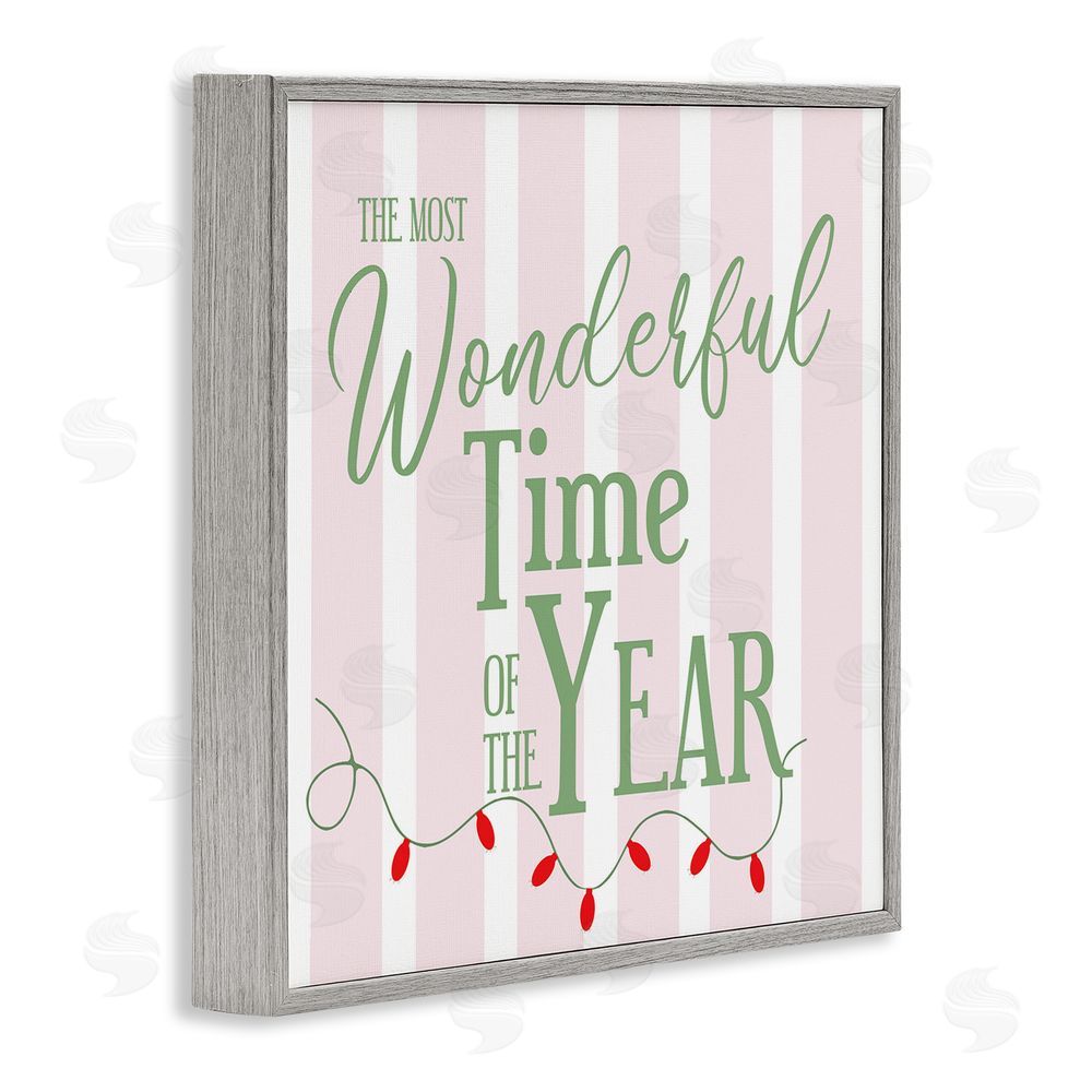 Lauren Rader Wonderful Time on Festive Stripes Gray Framed Giclee Wall Art Print