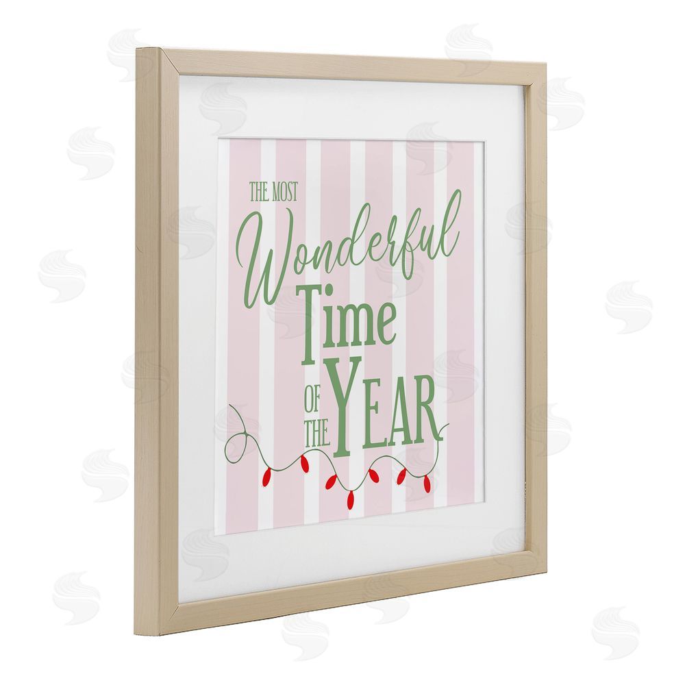 Lauren Rader Wonderful Time on Festive Stripes Birch Framed Print Under Glass with White Mat Wall Art
