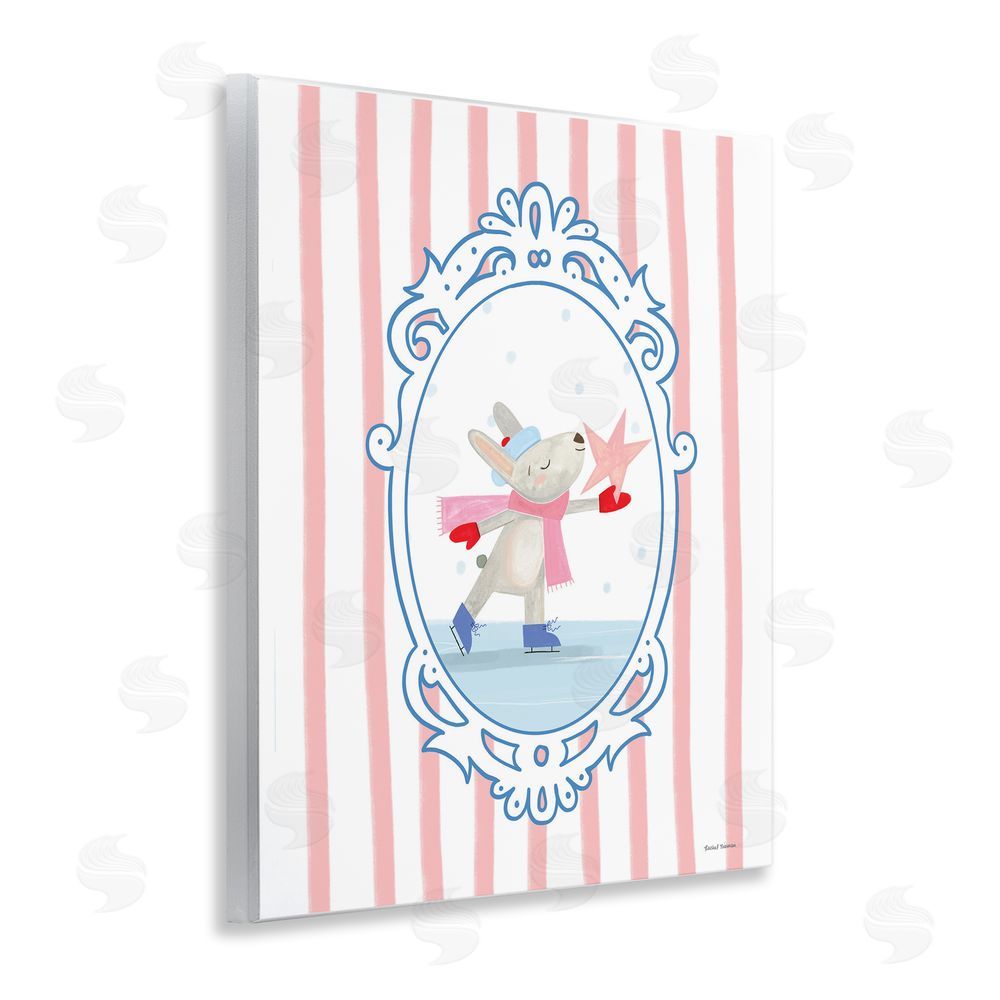 Rachel Nieman Wintery Bunny Ice Skating Wall Plaque Art Print