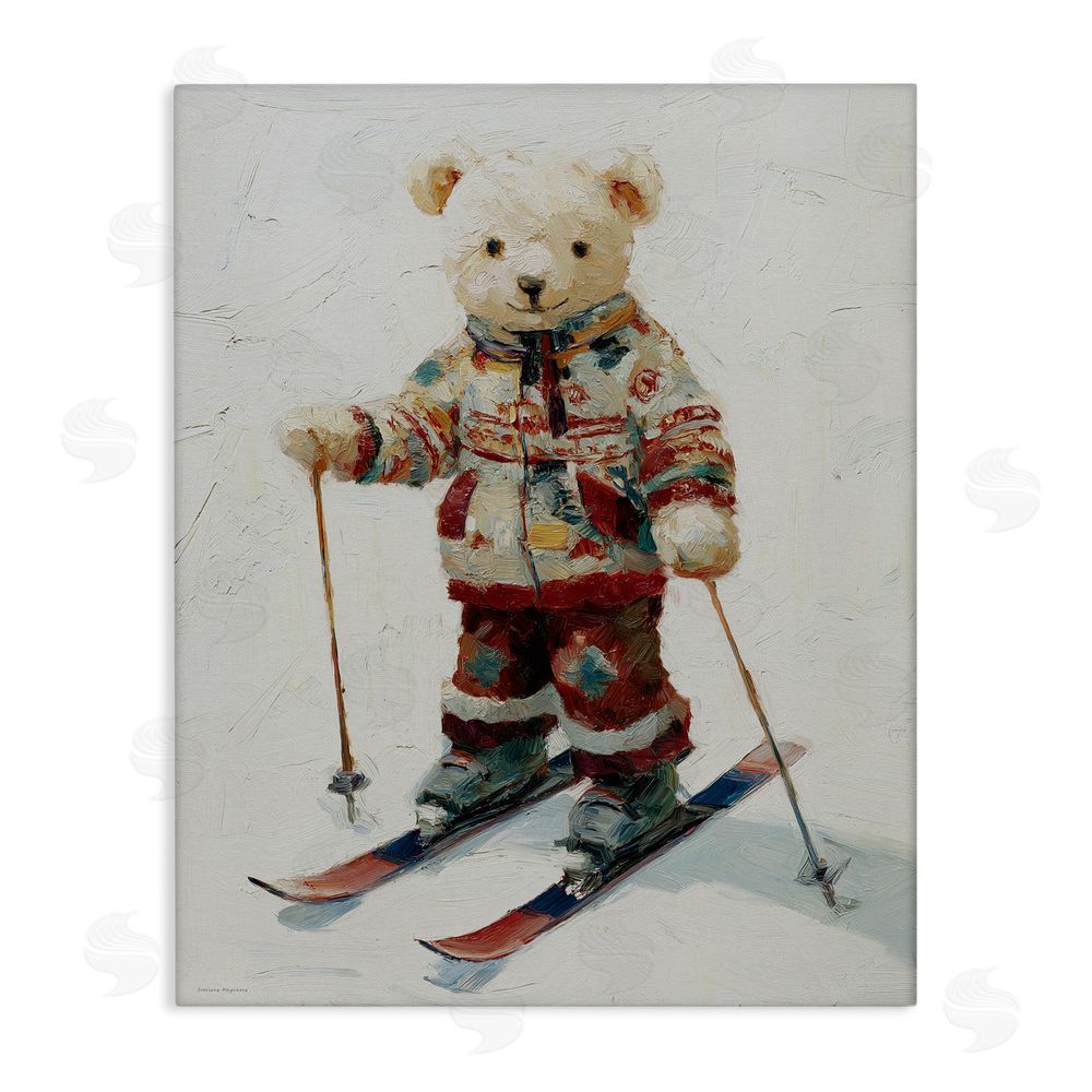 Svetlana Aleynikova Bear on Skiing Adventure Canvas Wall Art Print