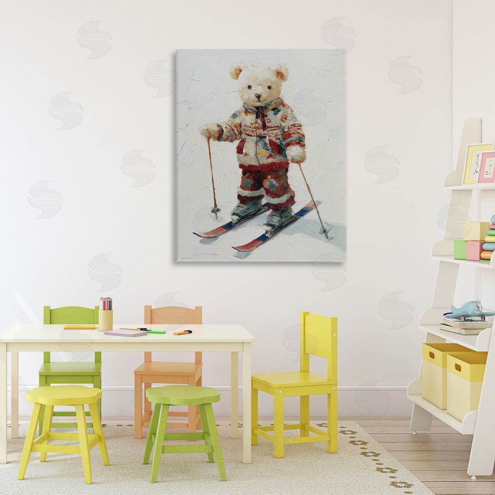 Svetlana Aleynikova Bear on Skiing Adventure Canvas Art on Wall