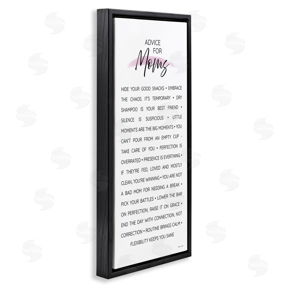 Susan Ball Advice For Moms Sentiments Black Floating Frame Canvas Wall Art Print