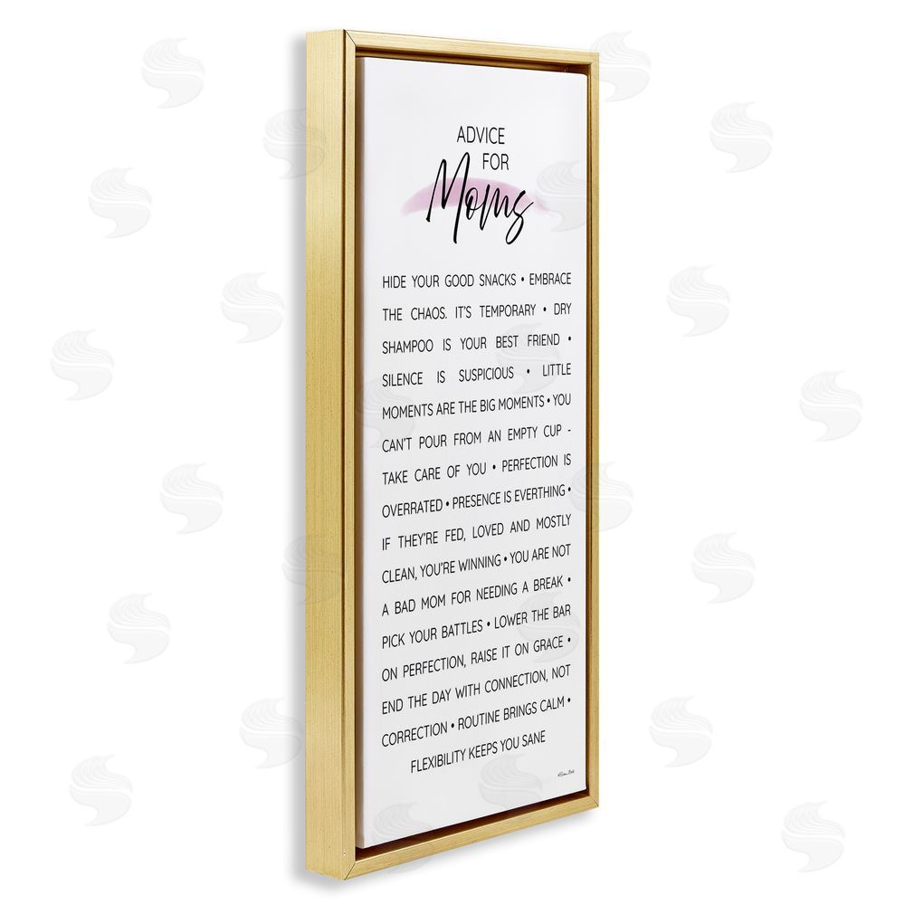 Susan Ball Advice For Moms Sentiments Gold Floating Frame Canvas Wall Art Print