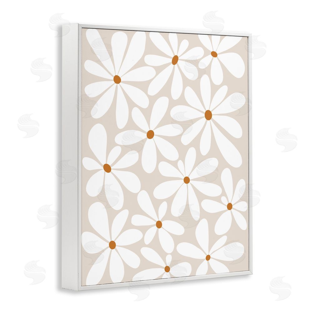 Susan Ball Beige & White Daisies White Framed Giclee Wall Art Print