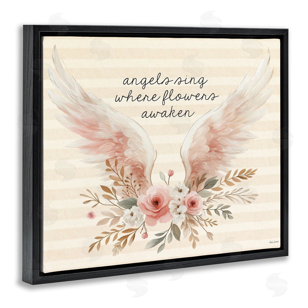 Nicole DeCamp Angels Sing Where Flowers Awaken Black Floating Frame Canvas Wall Art Print