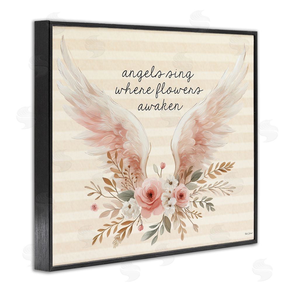 Nicole DeCamp Angels Sing Where Flowers Awaken Black Framed Giclee Wall Art Print