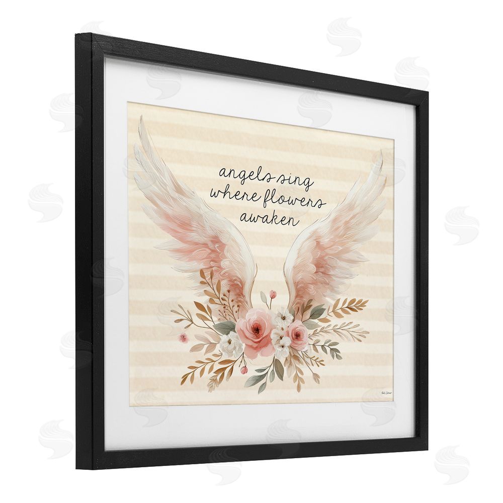 Nicole DeCamp Angels Sing Where Flowers Awaken Black Framed Print Under Glass Wall Art