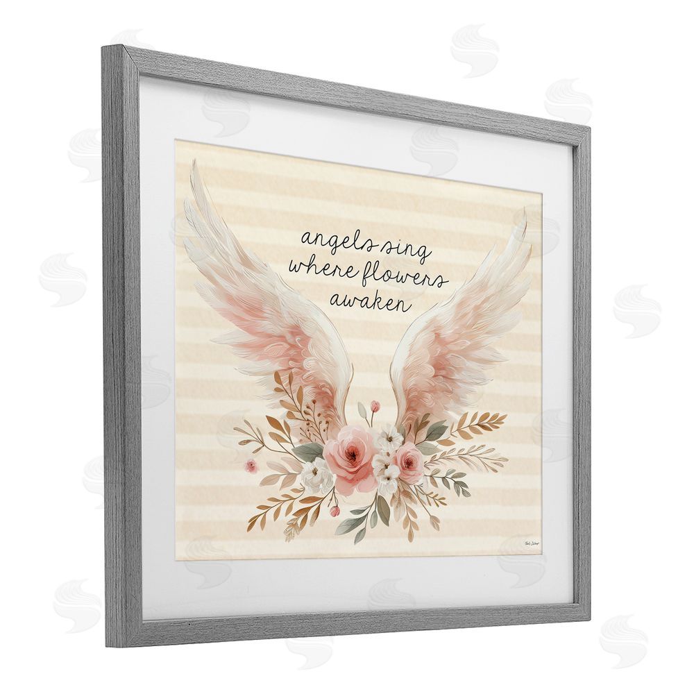 Nicole DeCamp Angels Sing Where Flowers Awaken Gray Framed Print Under Glass Wall Art
