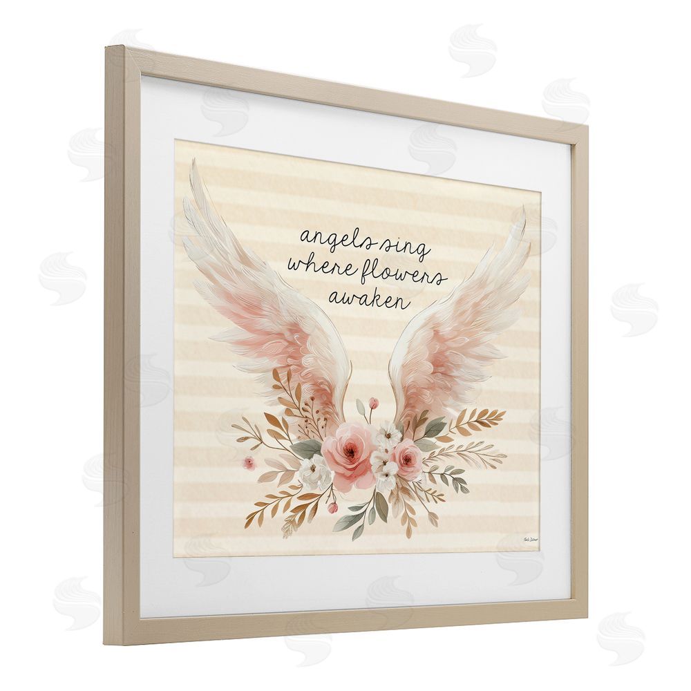 Nicole DeCamp Angels Sing Where Flowers Awaken Brown Framed Print Under Glass Wall Art