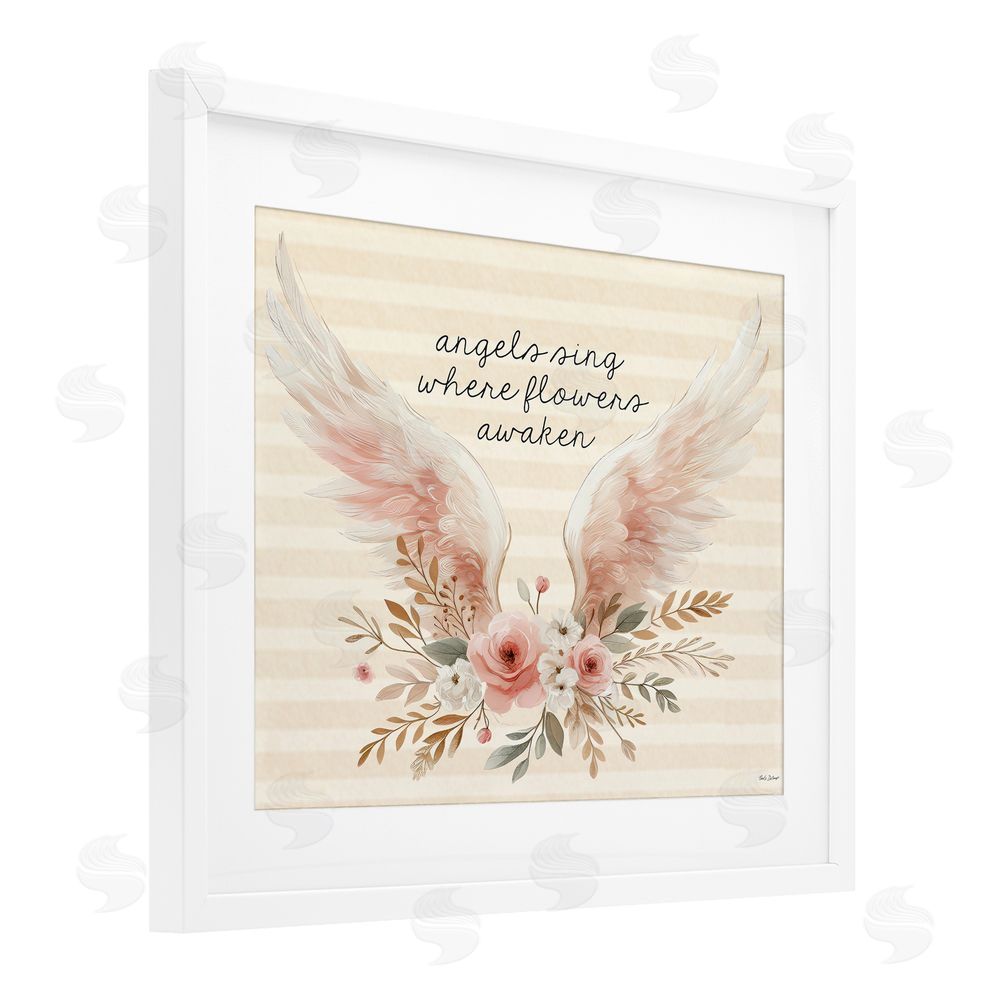 Nicole DeCamp Angels Sing Where Flowers Awaken White Framed Print Under Glass Wall Art