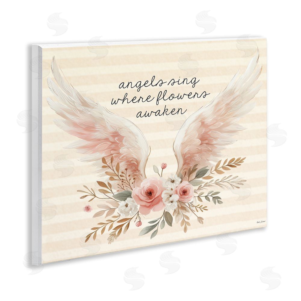 Nicole DeCamp Angels Sing Where Flowers Awaken Wooden Wall Plaque Art Print