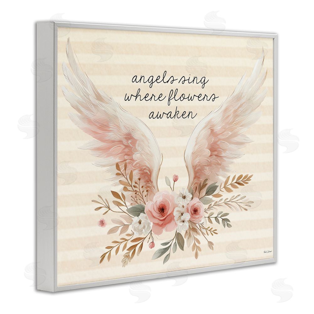Nicole DeCamp Angels Sing Where Flowers Awaken White Framed Giclee Wall Art Print