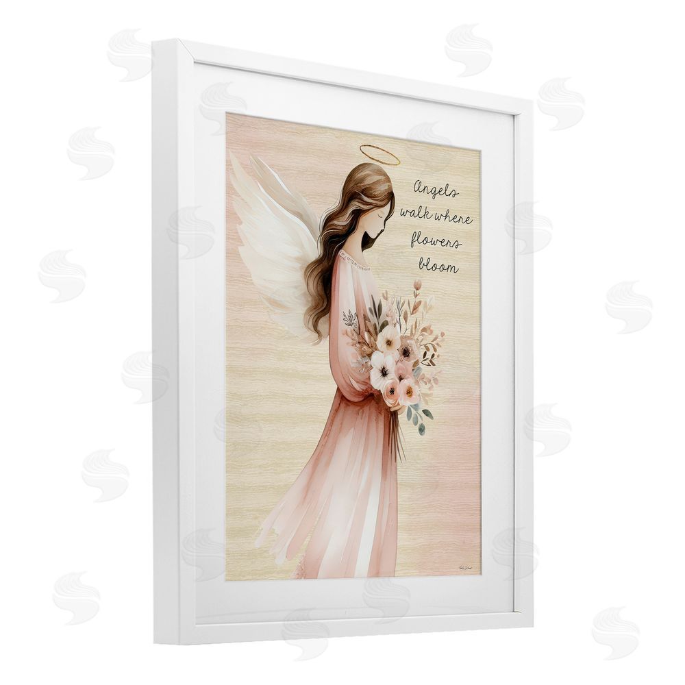 Nicole DeCamp Angels Walk Where Flowers Bloom White Framed Print Under Glass Wall Art