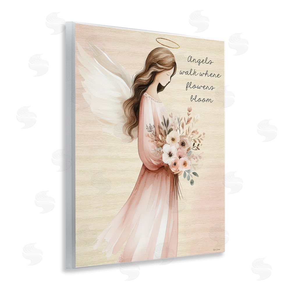 Nicole DeCamp Angels Walk Where Flowers Bloom Wooden Wall Plaque Art Print