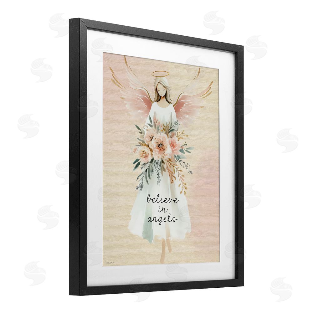Nicole DeCamp Believe In Angels Sentiment Black Framed Print Under Glass Wall Art