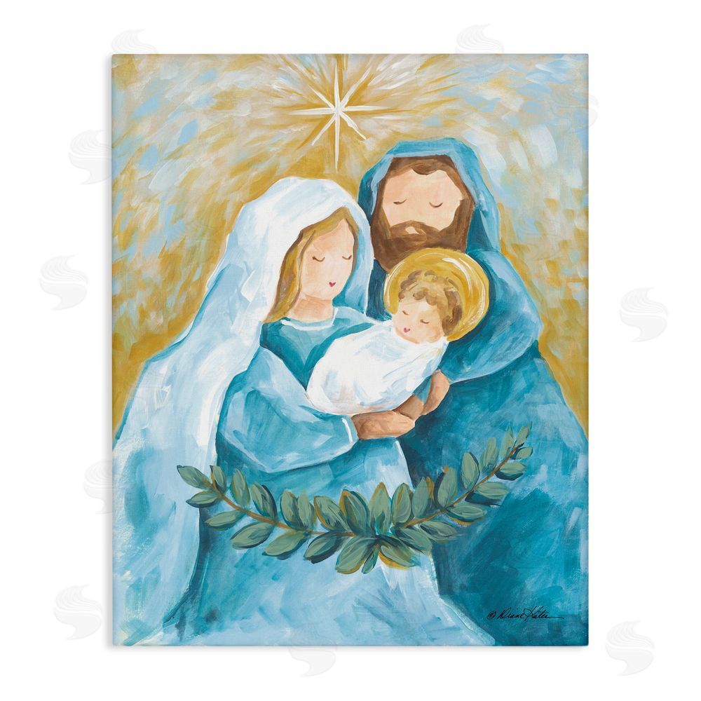 Diane Kater Holy Nativity Trio with Garland Canvas Wall Art Print