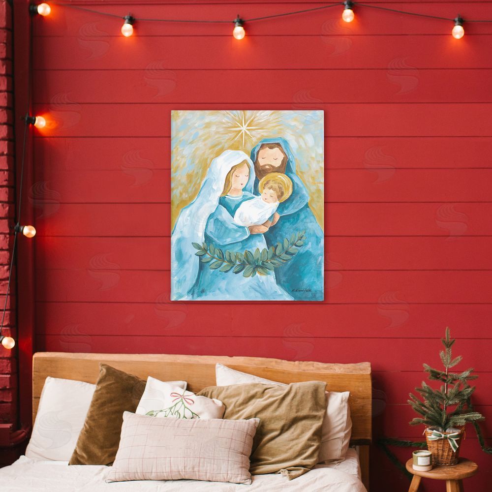 Diane Kater Holy Nativity Trio with Garland Canvas Art on Wall