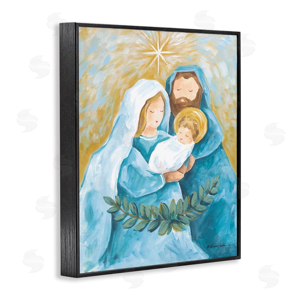 Diane Kater Holy Nativity Trio with Garland Black Framed Giclee Wall Art Print