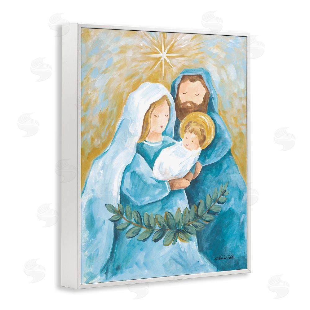 Diane Kater Holy Nativity Trio with Garland White Framed Giclee Wall Art Print