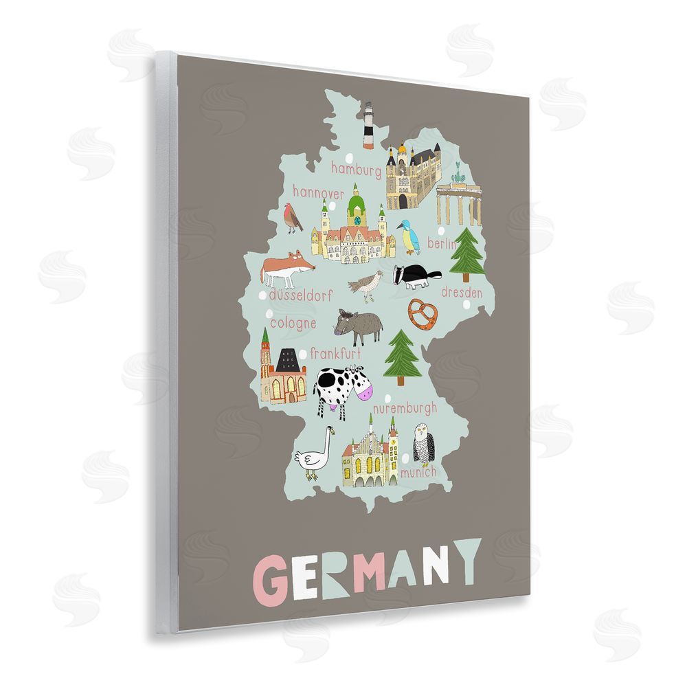 Carla Daly Kid's Map of Germany Wooden Wall Plaque Art Print