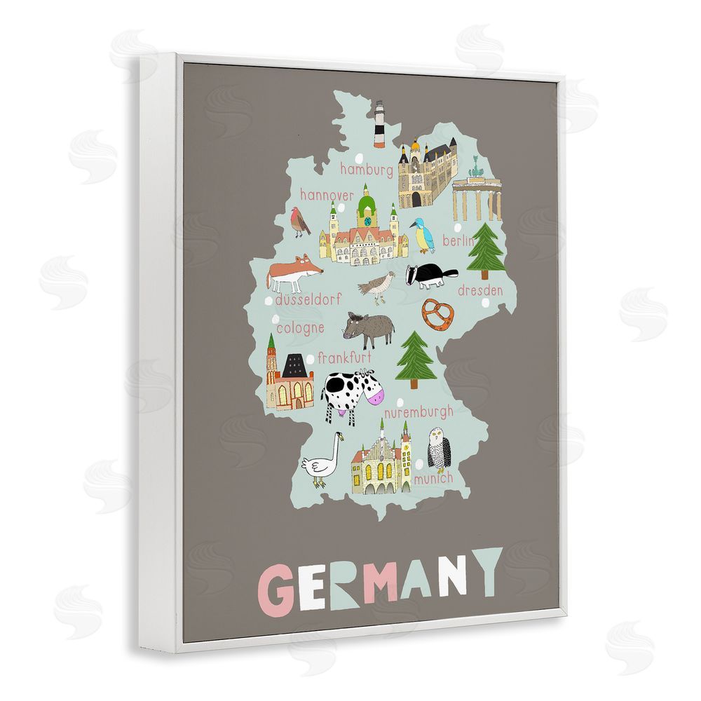 Carla Daly Kid's Map of Germany White Framed Giclee Print Wall Art