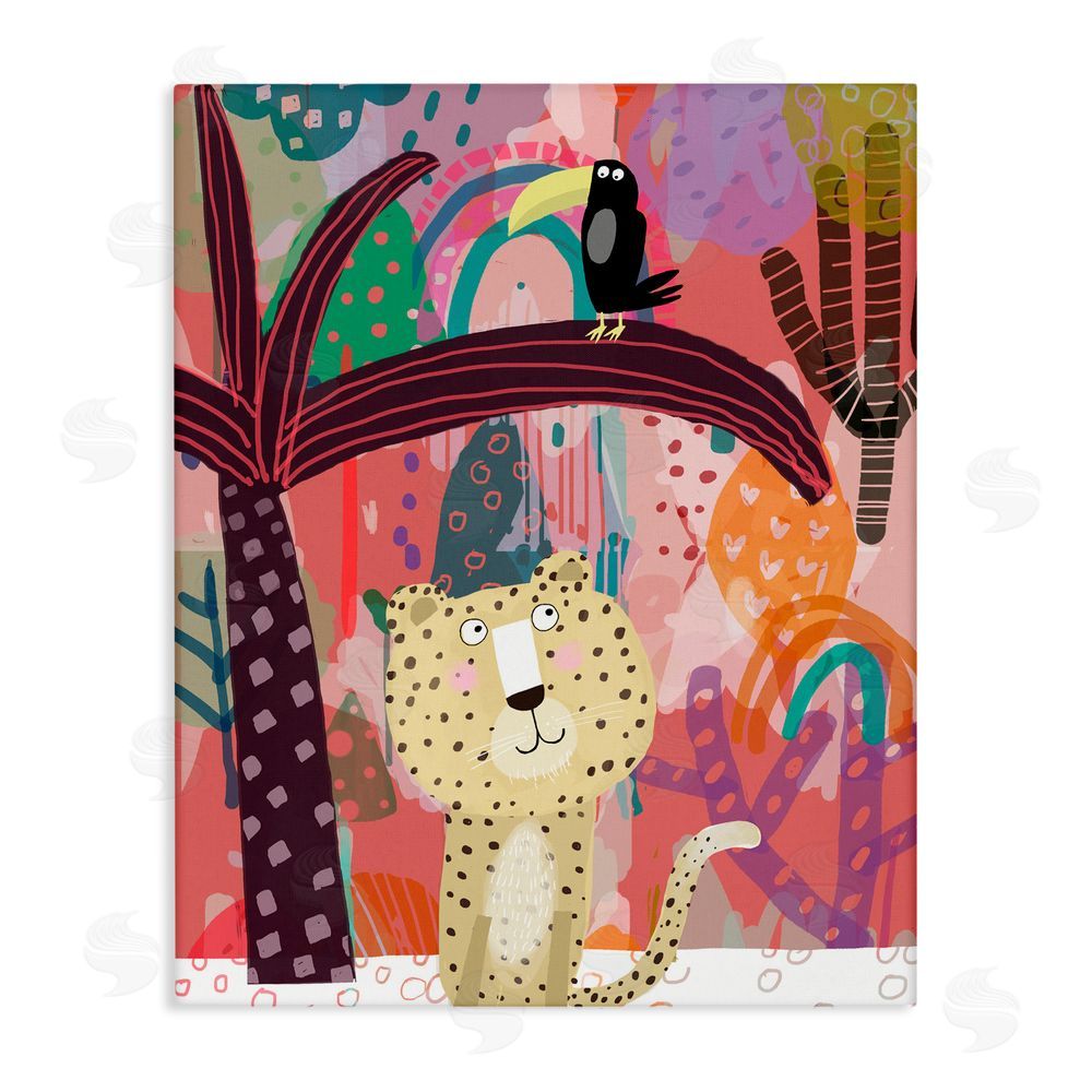 Carla Daly Whimsical Cheetah & Toucan Stretched Canvas Wall Art Print