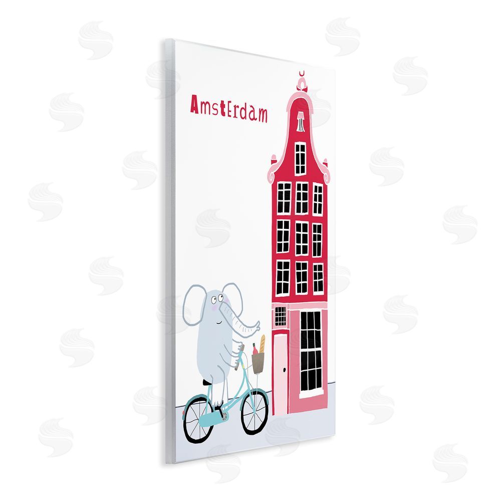 Carla Daly Elephant & Amsterdam Building Wooden Wall Plaque Art Print