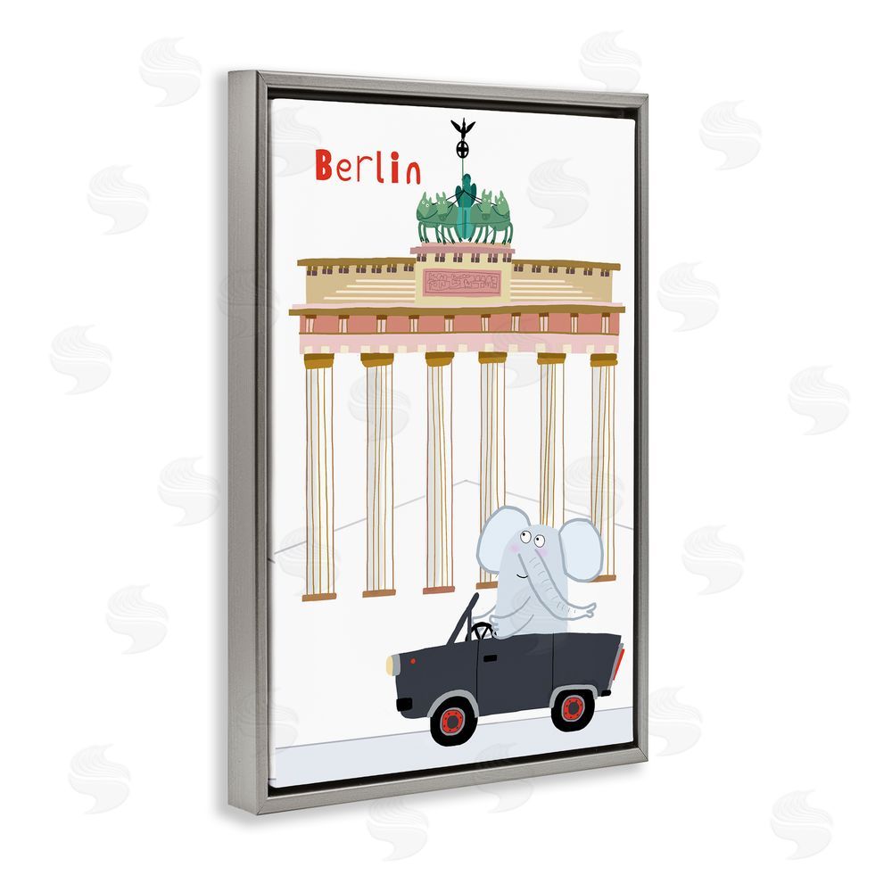 Carla Daly Elephant & Berlin Architecture Gray Floating Frame Canvas Wall Art Print