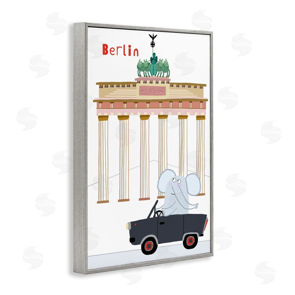 Carla Daly Elephant & Berlin Architecture Gray Framed Giclee Print Wall Art
