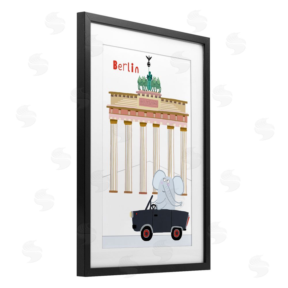 Carla Daly Elephant & Berlin Architecture Black Framed Print Under Glass Wall Art