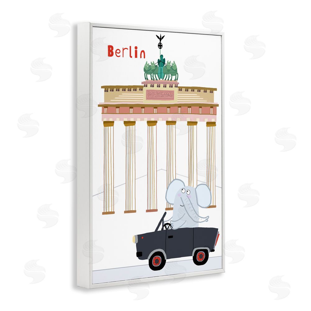 Carla Daly Elephant & Berlin Architecture White Framed Giclee Print Wall Art