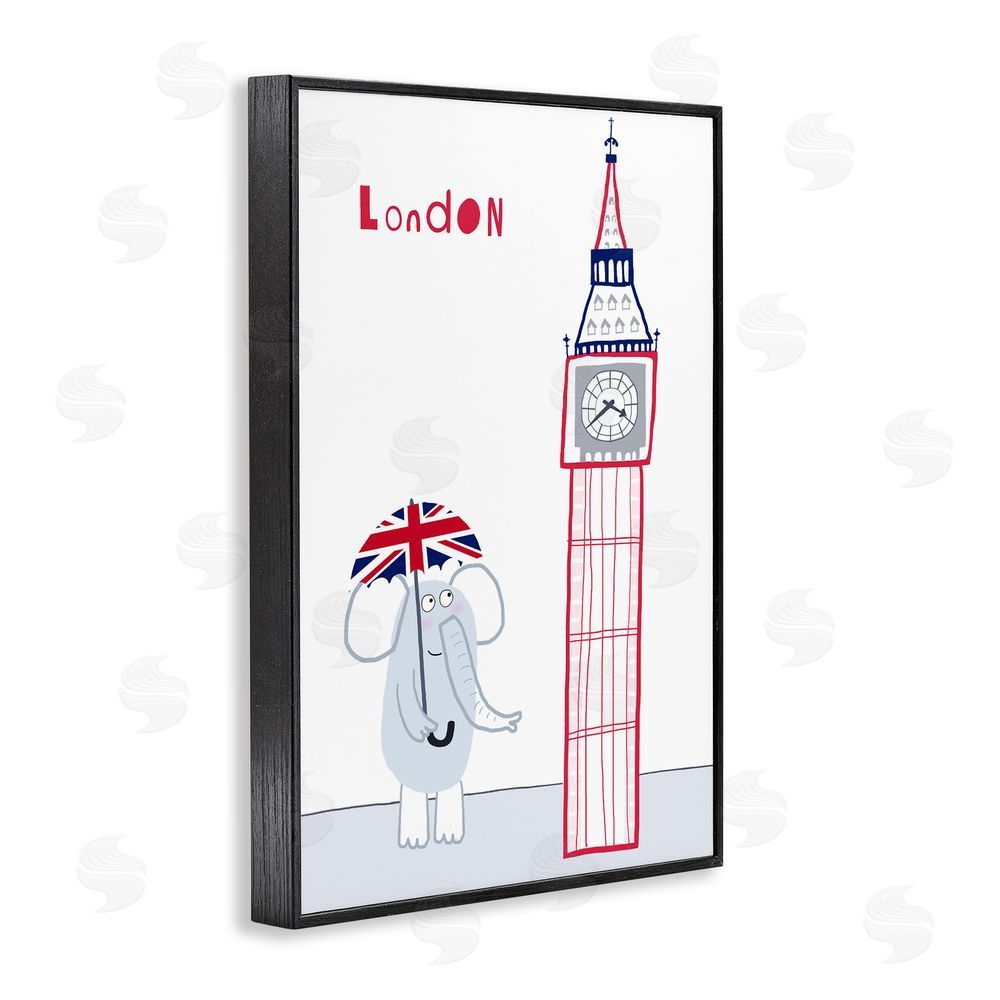 Carla Daly Elephant & Big Ben London Black Framed Giclee Print Wall Art