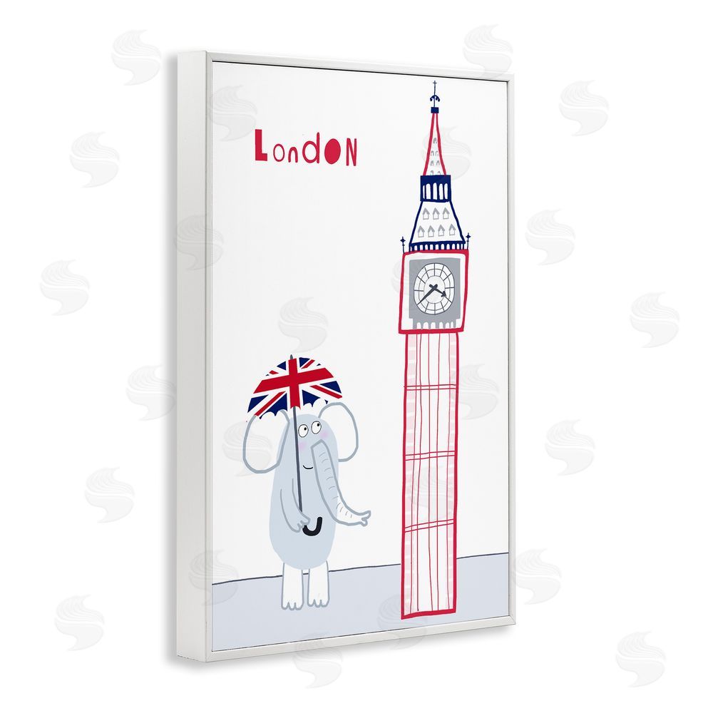 Carla Daly Elephant & Big Ben London White Framed Giclee Print Wall Art