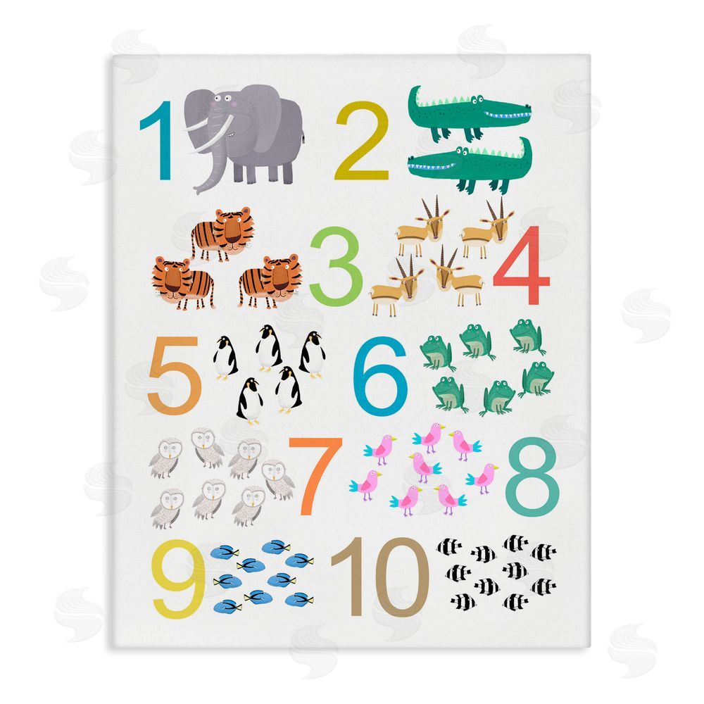 Carla Daly Kid's Counting Animals Stretched Canvas Wall Art Print