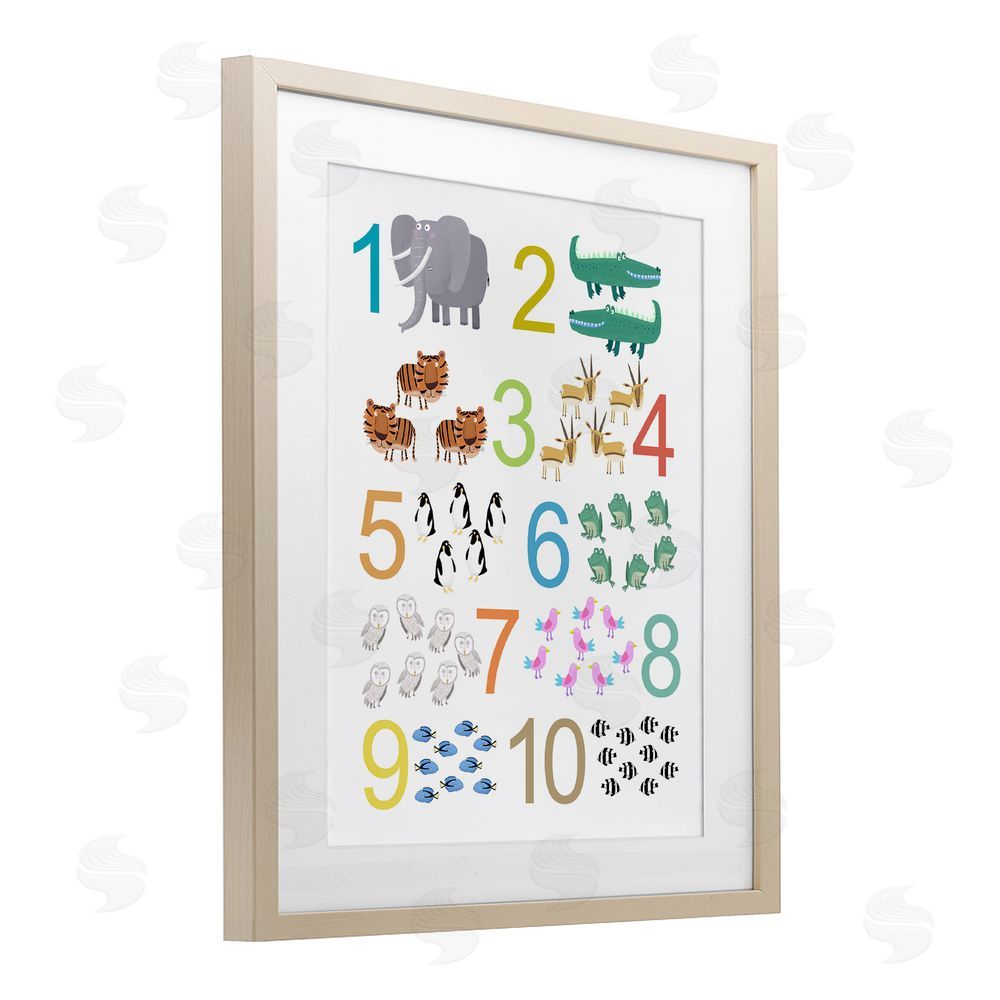 Carla Daly Kid's Counting Animals Brown Framed Print Under Glass Wall Art