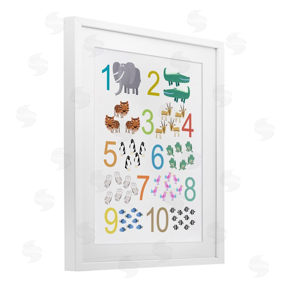 Carla Daly Kid's Counting Animals White Framed Print Under Glass Wall Art