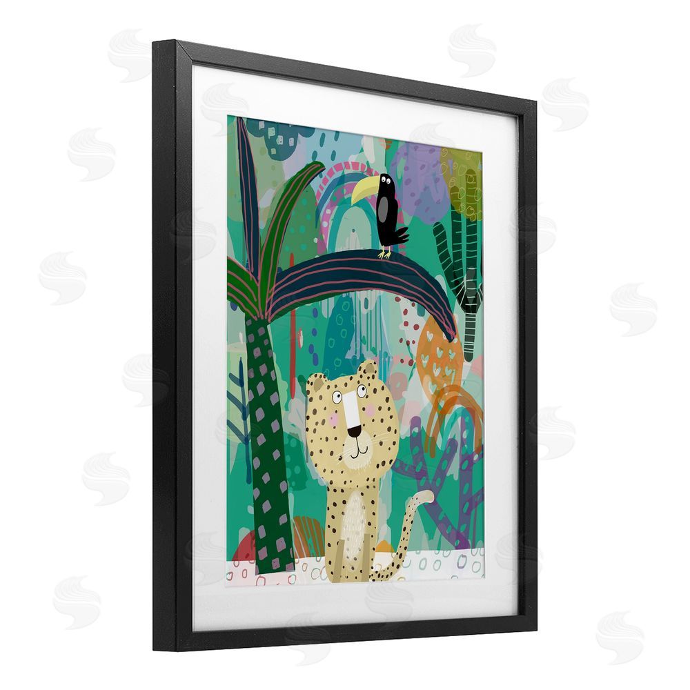 Carla Daly Jungle Cheetah & Toucan Black Framed Print Under Glass Wall Art