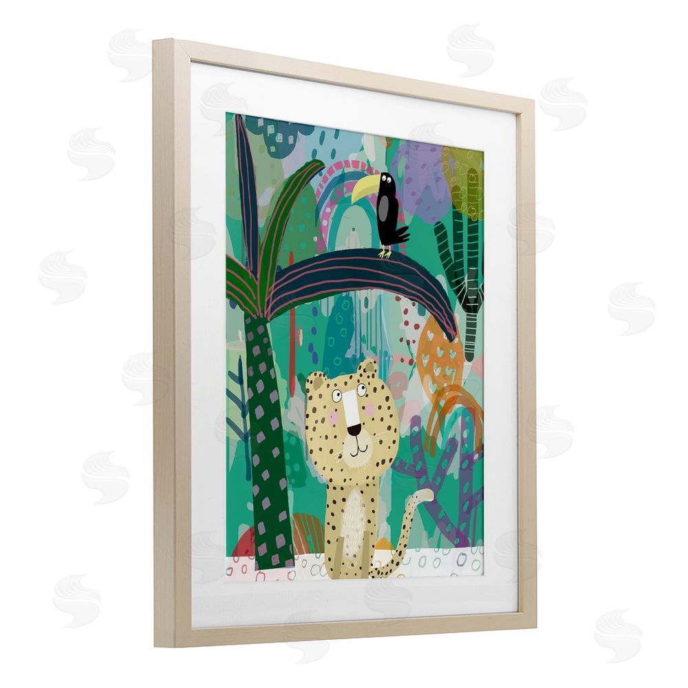 Carla Daly Jungle Cheetah & Toucan Brown Framed Print Under Glass Wall Art