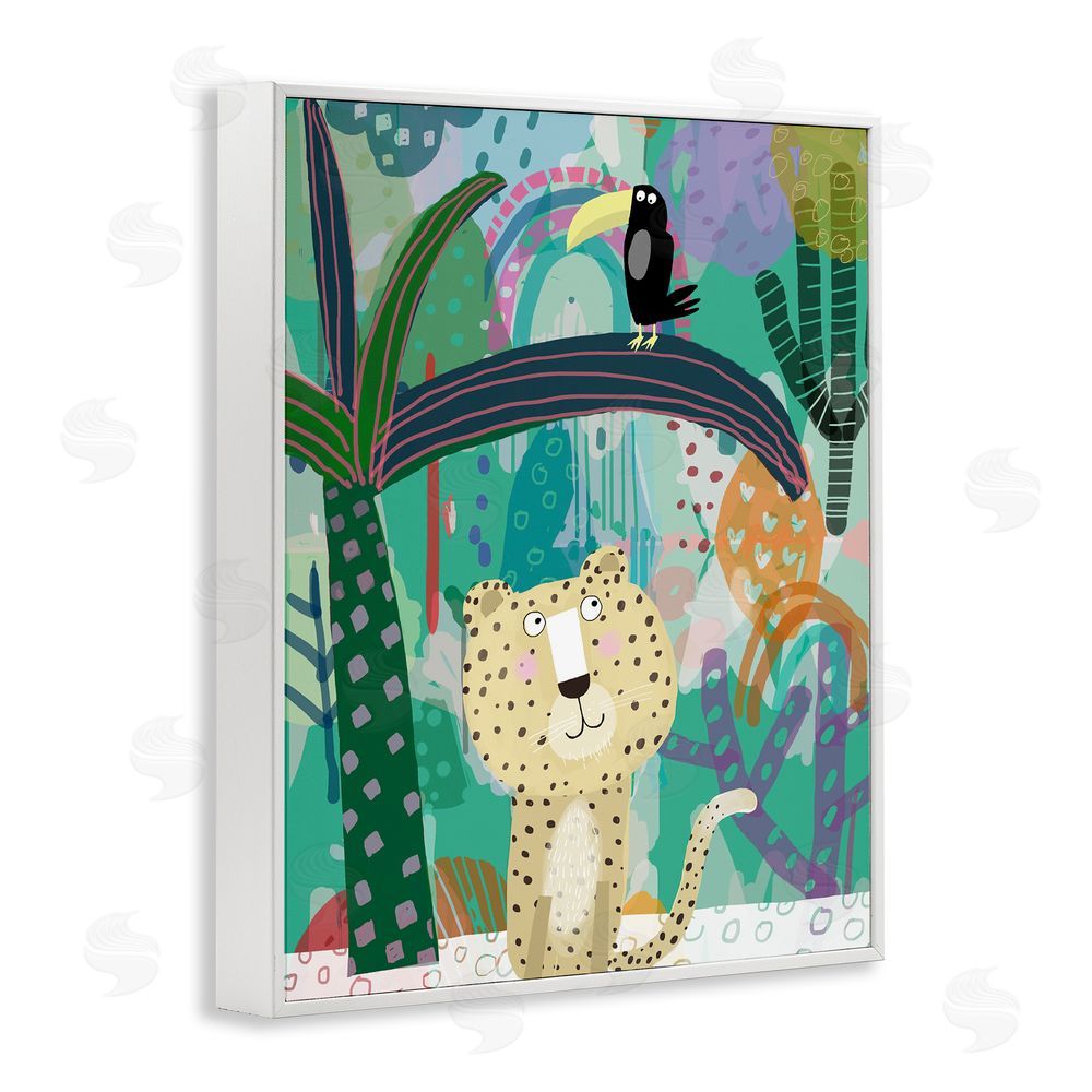 Carla Daly Jungle Cheetah & Toucan White Framed Giclee Print Wall Art