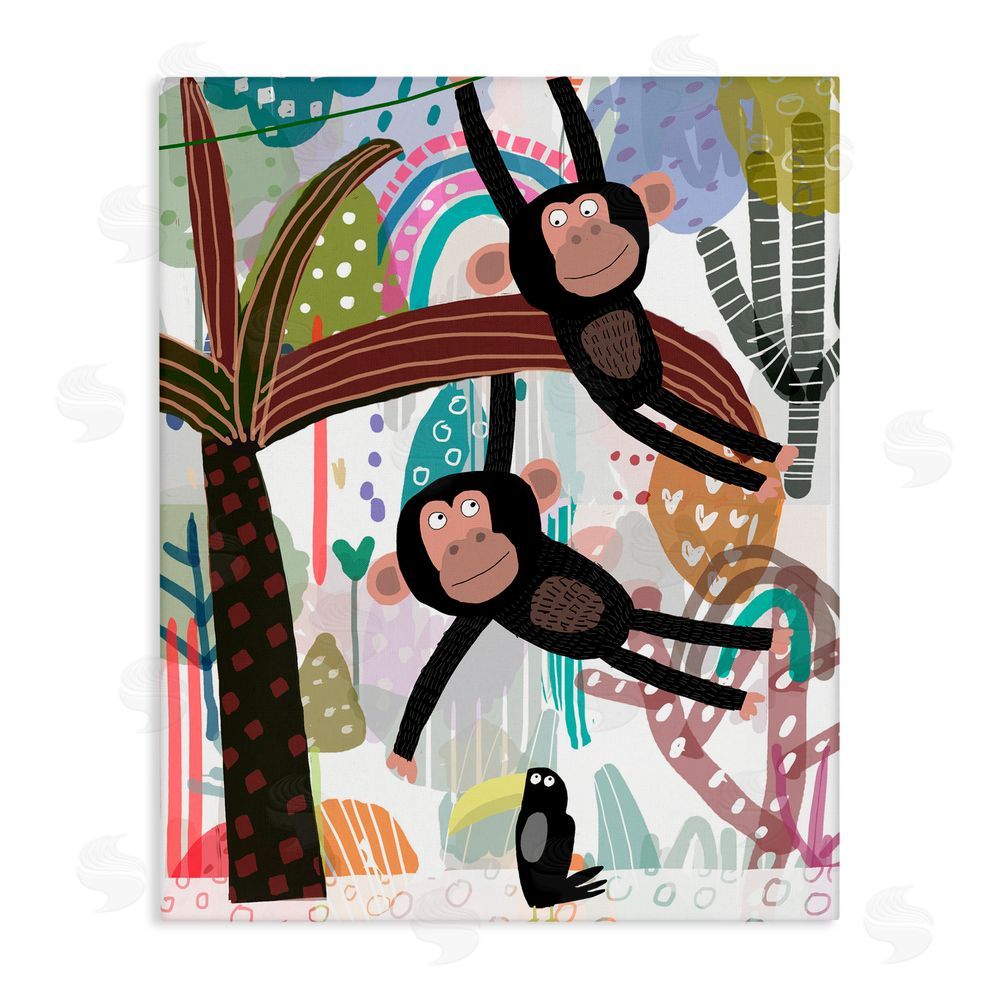 Carla Daly Exotic Monkey & Toucan Stretched Canvas Wall Art Print