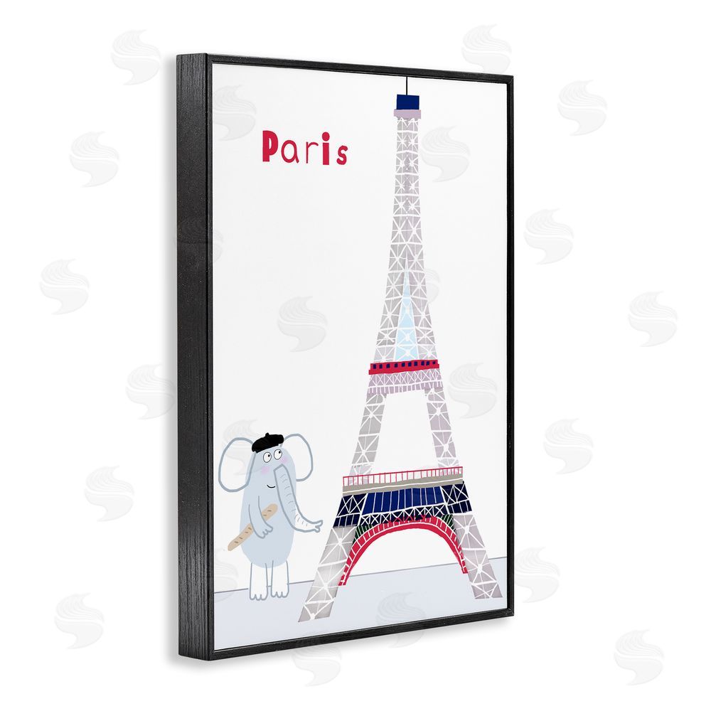 Carla Daly Elephant & Eiffel Tower Black Framed Giclee Print Wall Art