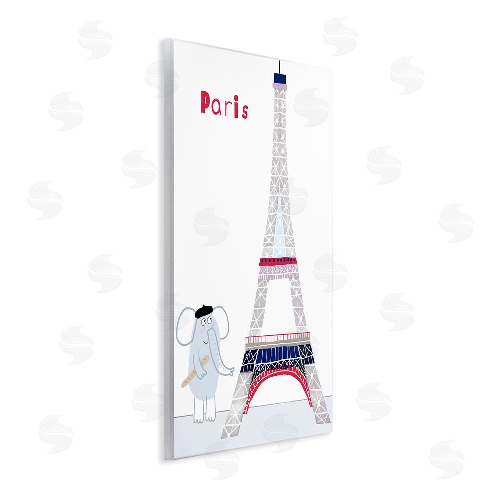 Carla Daly Elephant & Eiffel Tower Wooden Wall Plaque Art Print