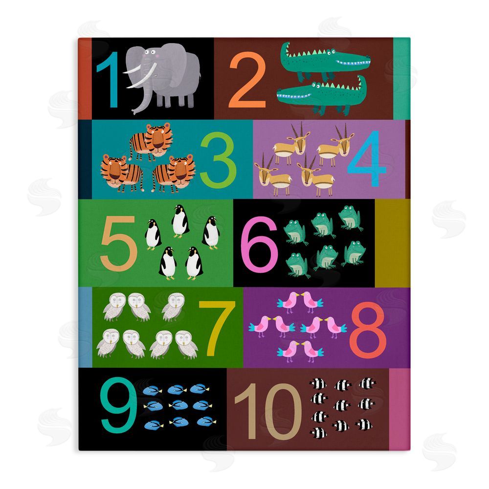 Carla Daly Blocked Kid's Educational Counting Stretched Canvas Wall Art Print