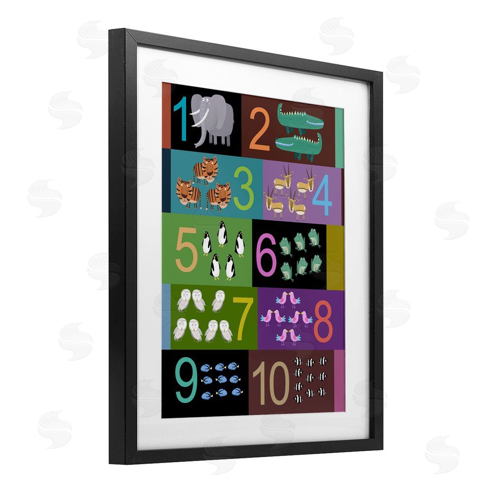 Carla Daly Blocked Kid's Educational Counting Black Framed Print Under Glass Wall Art