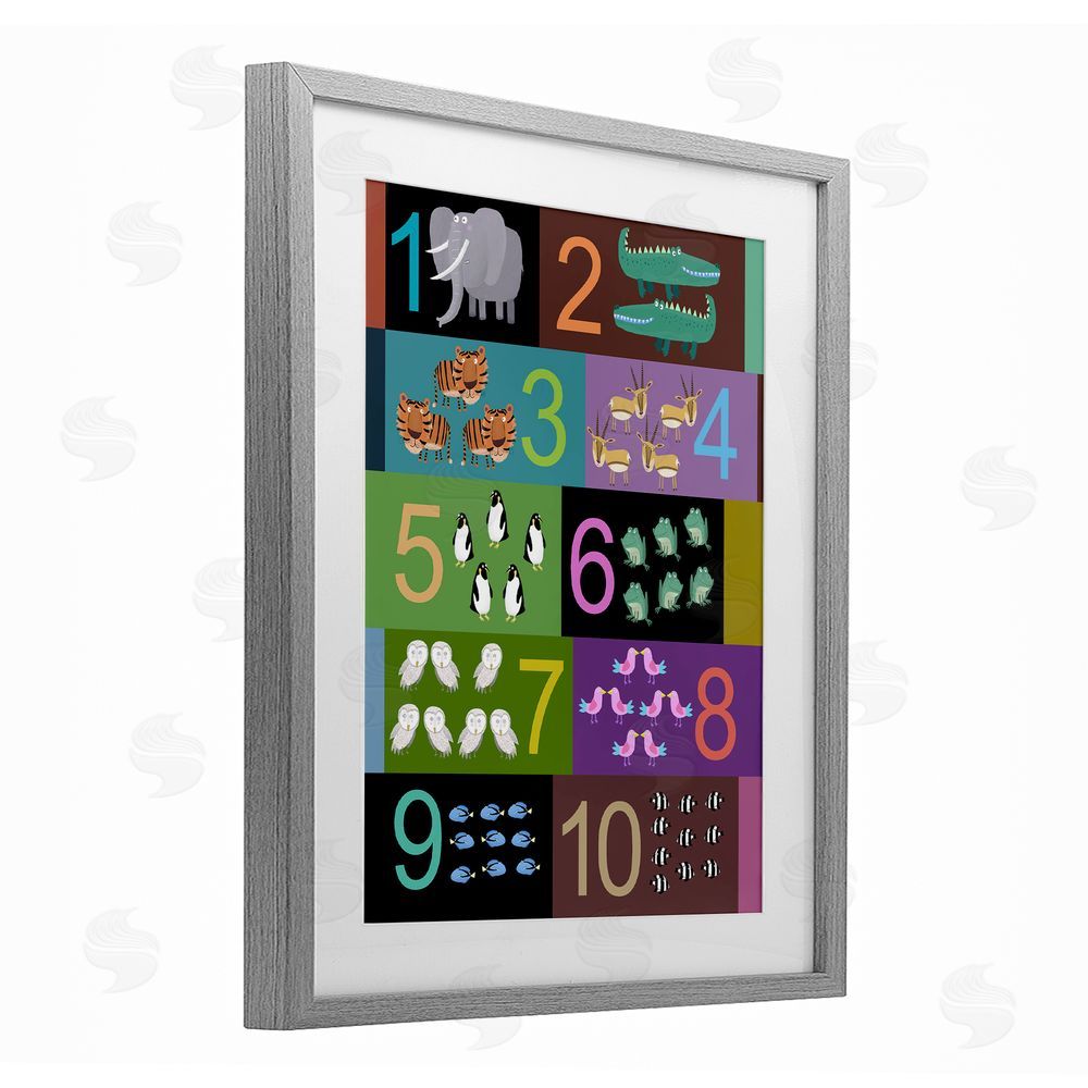 Carla Daly Blocked Kid's Educational Counting Gray Framed Print Under Glass Wall Art