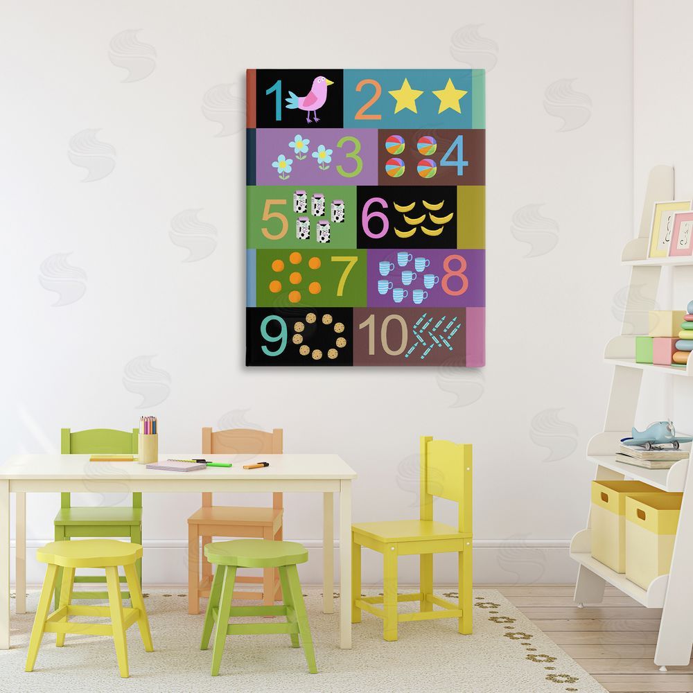 Carla Daly Learning To Count Chart Stretched Canvas Wall Art Print in Room