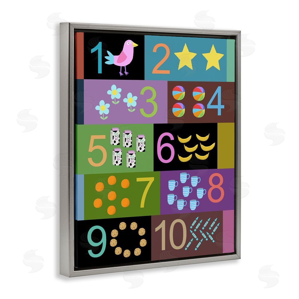 Carla Daly Learning To Count Chart Gray Floating Frame Canvas Wall Art Print