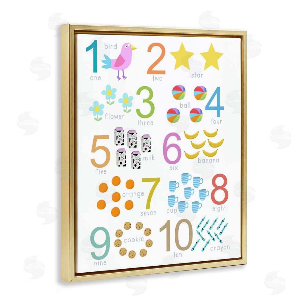 Carla Daly Fun Learning To Count Gold Floating Frame Canvas Wall Art Print